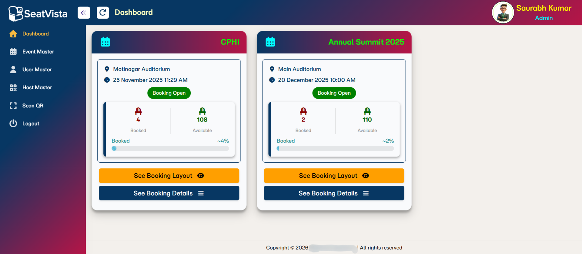 SeatVista (Event Seat Booking) - Laravel Enterprise Web Application